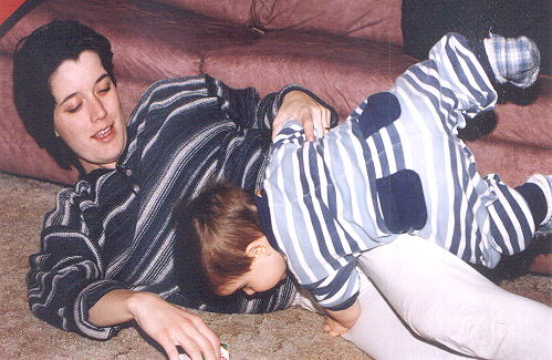 Andras tackling his mother
